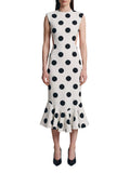 White Crew Neck Midi Dress 1