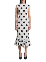 White Crew Neck Midi Dress 1