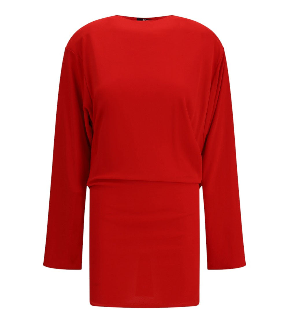 Red Boat Neck Mini Dress 3