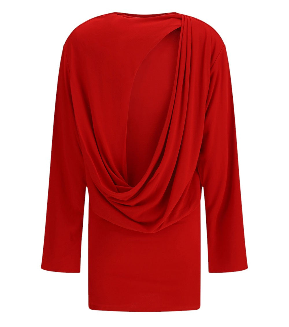 Red Boat Neck Mini Dress 4
