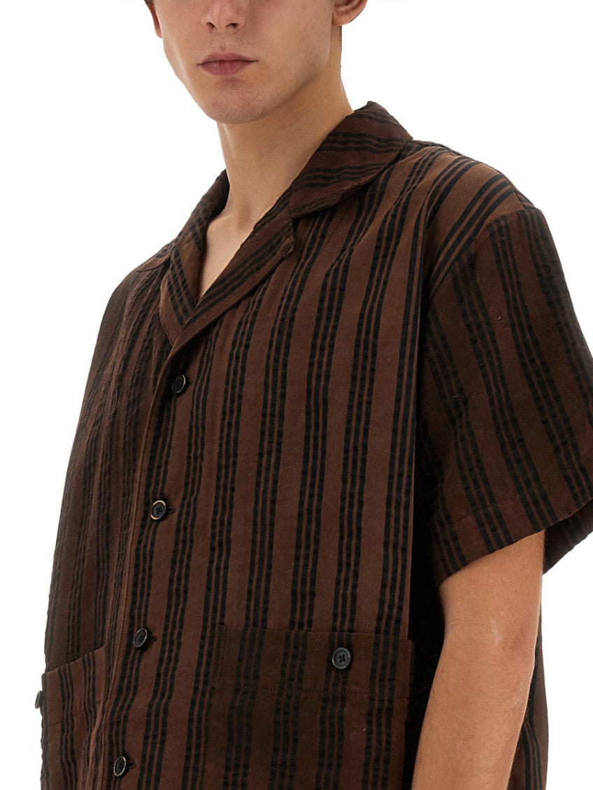 Brown Loose Striped Shirt 4