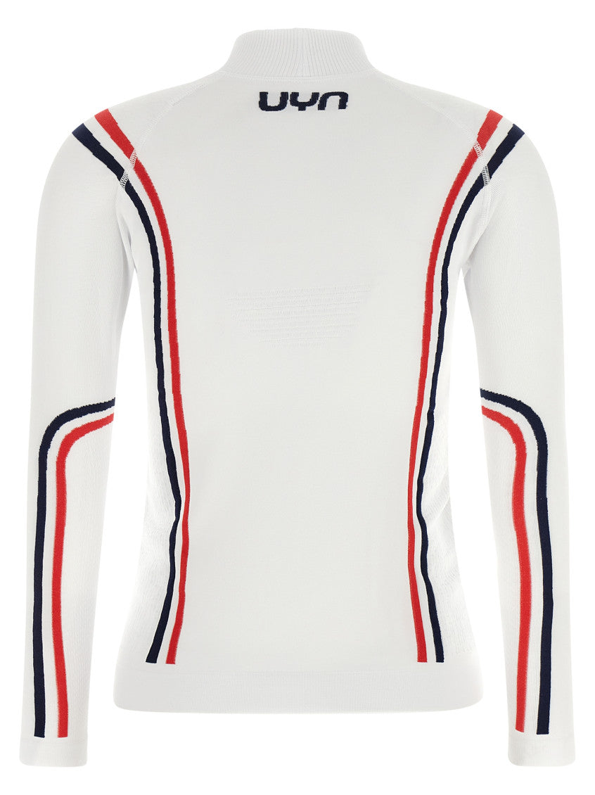 White Stripes Mock Collar Sweater 2