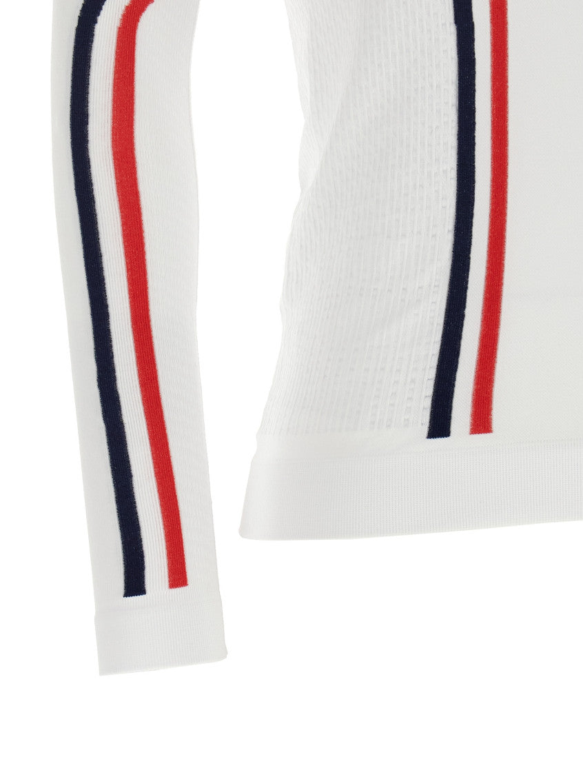White Stripes Mock Collar Sweater 4