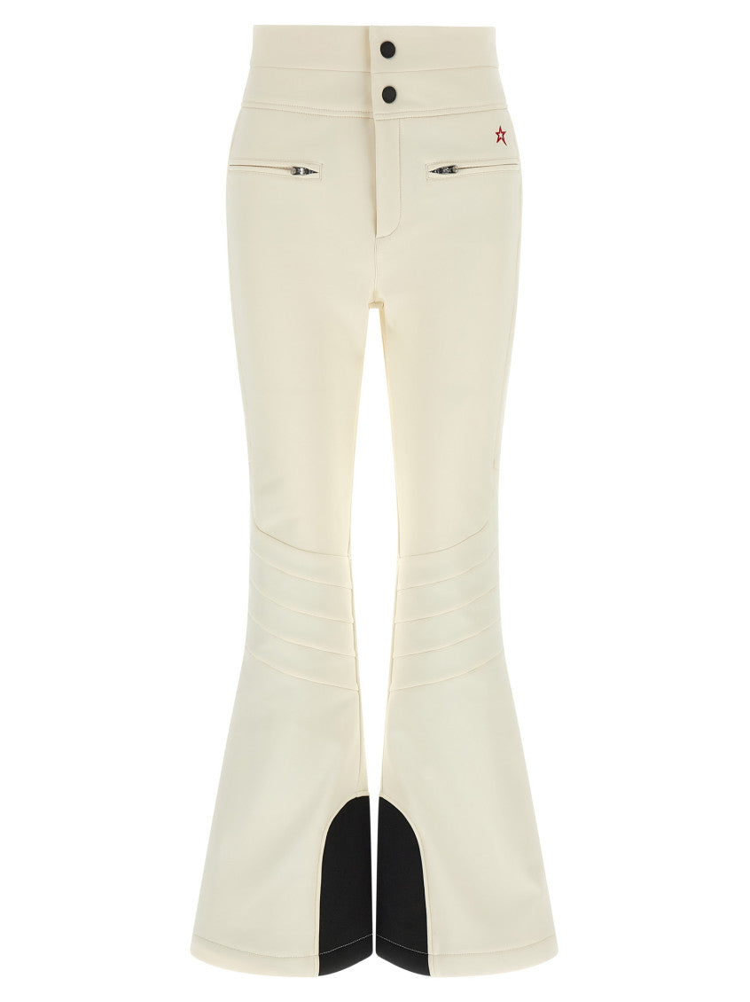 White Flared Flat Front Pants 1