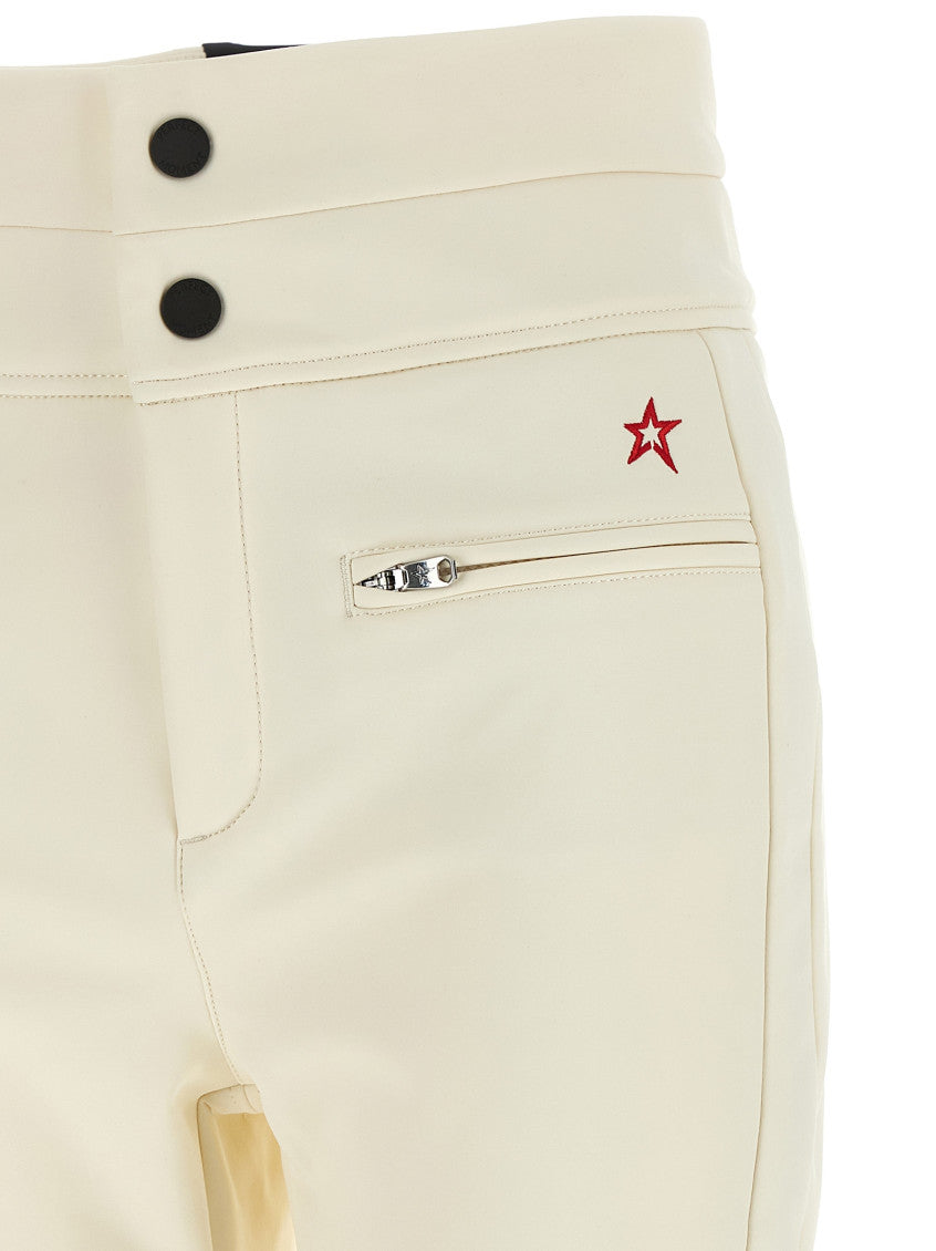 White Flared Flat Front Pants 3