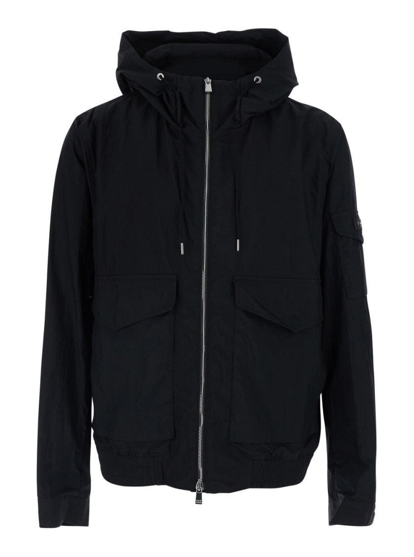 Black Solid Hood Jacket 1