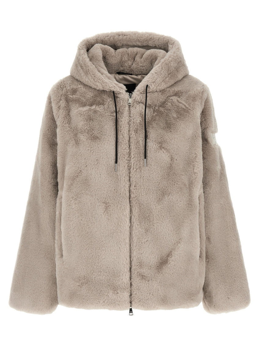 Beige Textured Hood Jacket 1