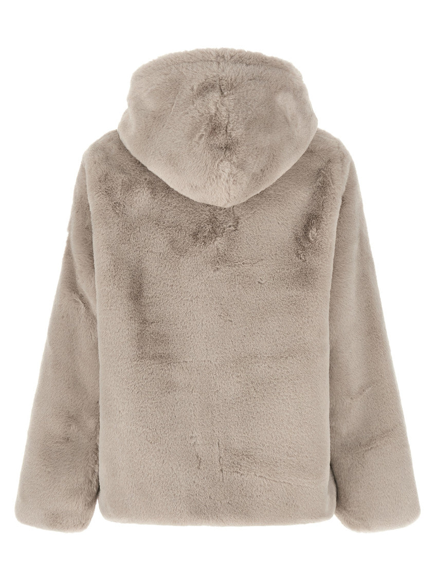 Beige Textured Hood Jacket 2