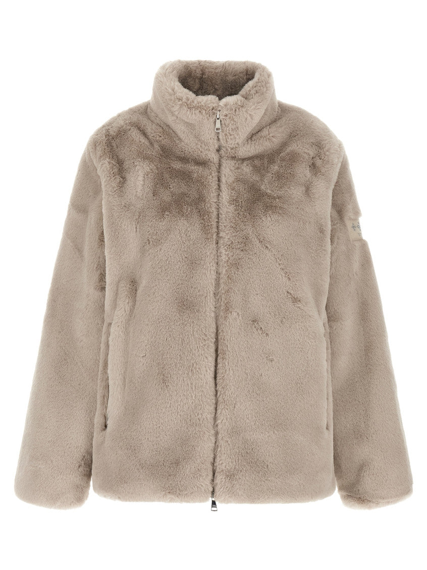 Beige Mock Collar Jacket 1