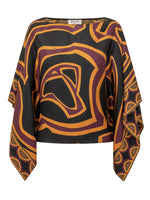 Multicolor Abstract Boat Neck Top 1