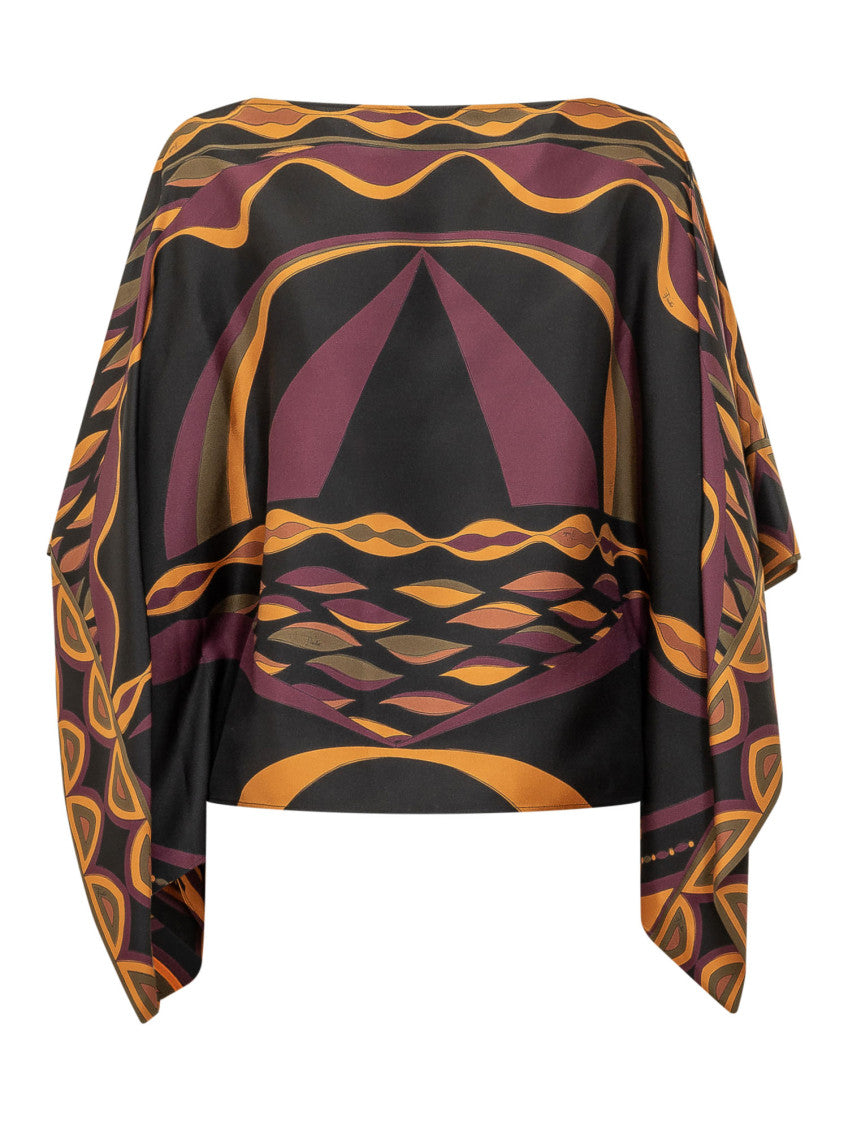 Multicolor Abstract Boat Neck Top 2