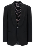 Black Solid Shawl Lapel Blazer 1