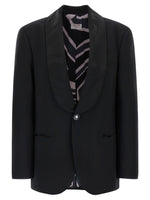 Black Solid Shawl Lapel Blazer 1