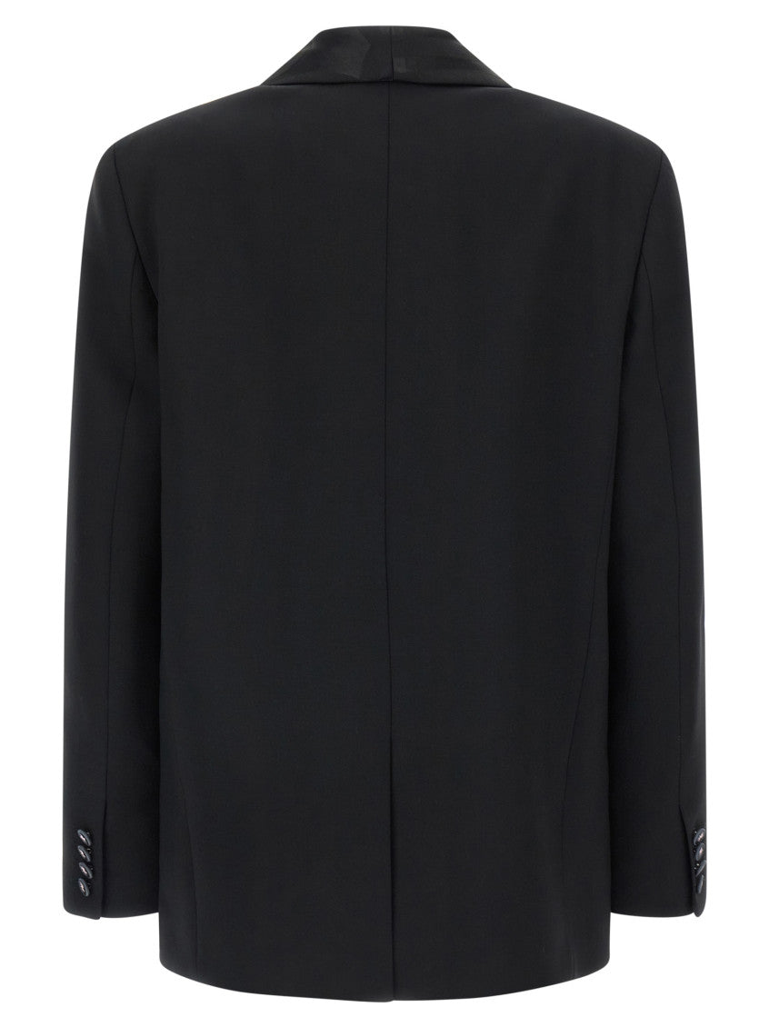 Black Solid Shawl Lapel Blazer 2
