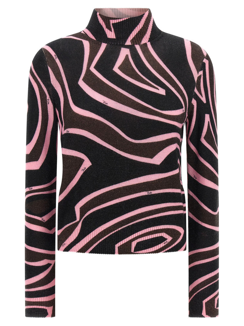 Multicolor Abstract Mock Collar Sweater 1