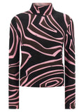 Multicolor Abstract Mock Collar Sweater 1