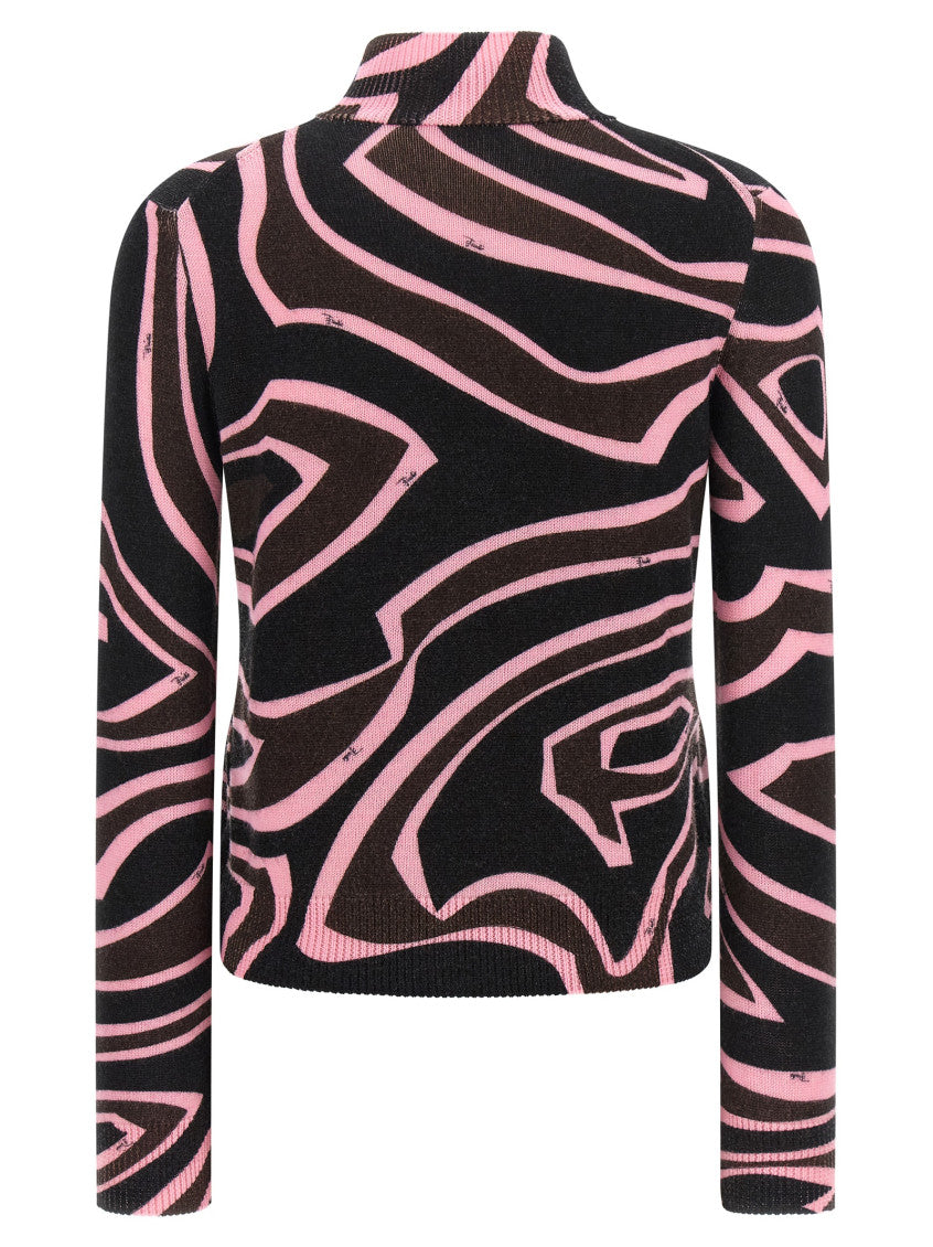 Multicolor Abstract Mock Collar Sweater 2