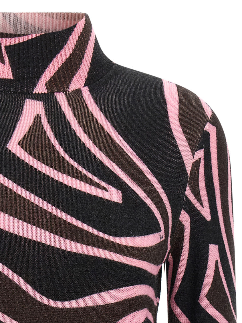 Multicolor Abstract Mock Collar Sweater 3