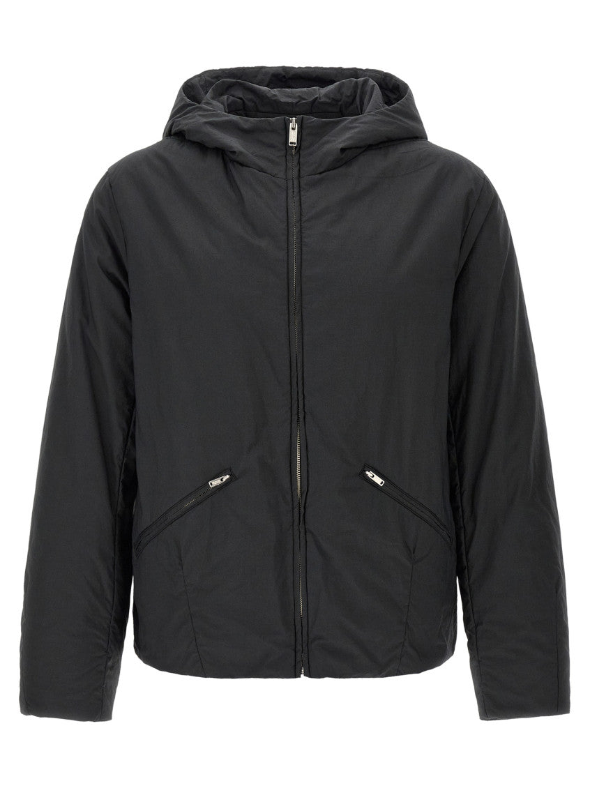 Black Solid Hood Jacket 1
