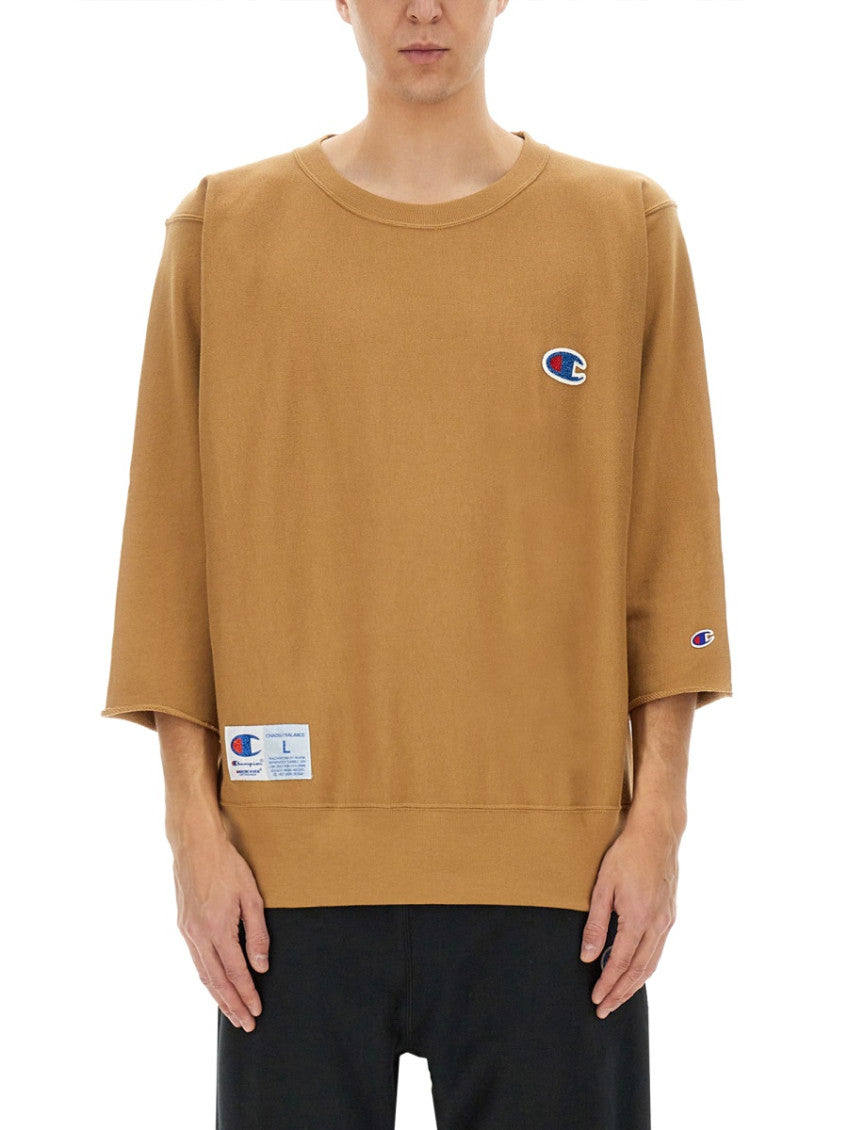 Beige Round Neck Sweatshirt 1