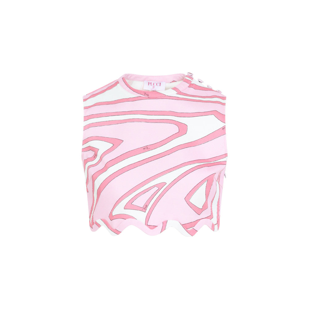 Pink Abstract Round Neck Top 2