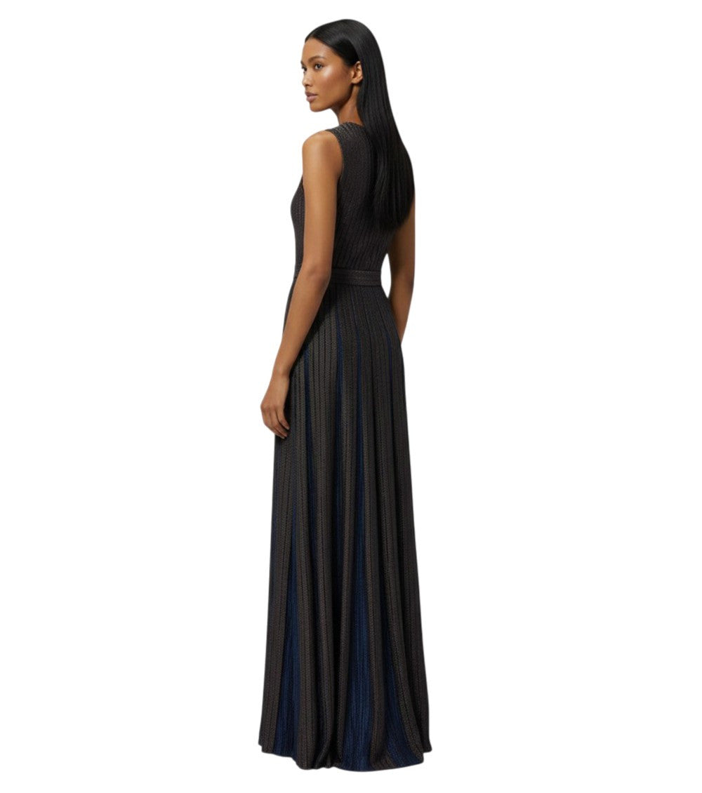 Grey Crew Neck Long Dress 2