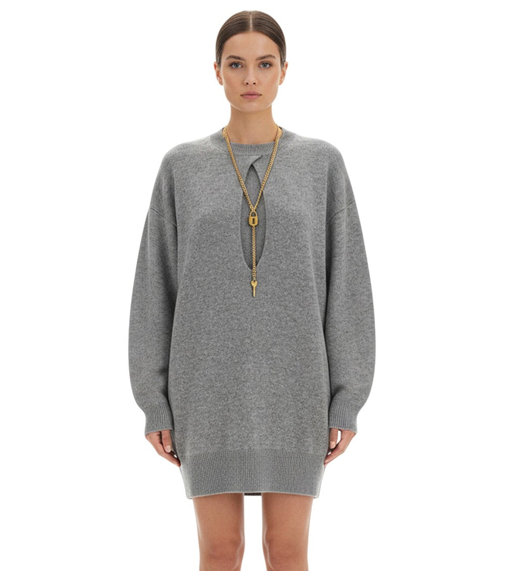 Grey Crew Neck Mini Dress 1