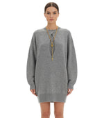 Grey Crew Neck Mini Dress 1