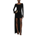Black Boat Neck Mini Dress 1