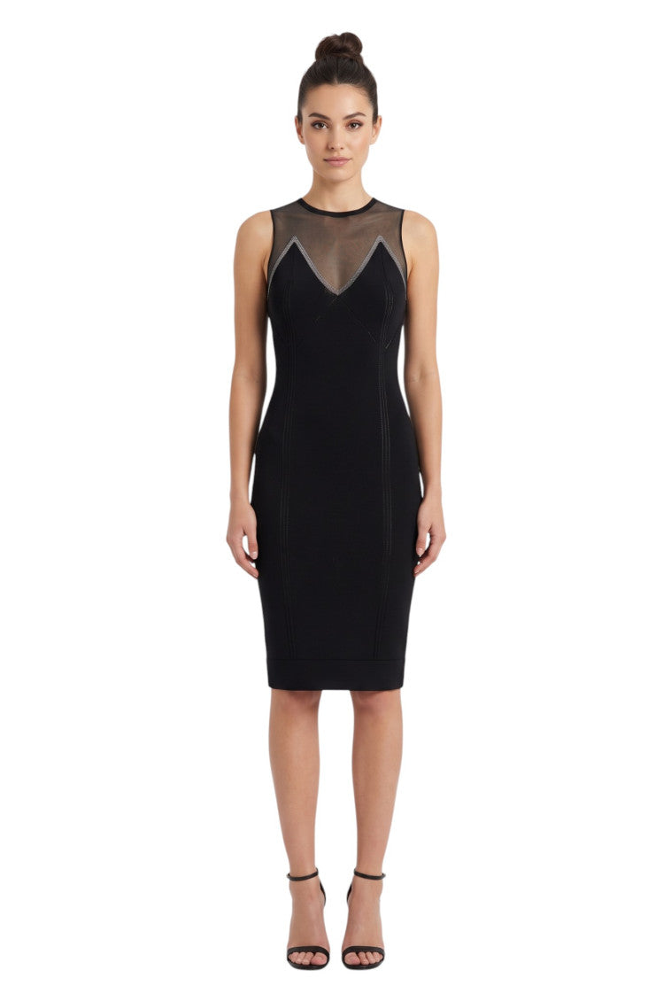 Black Round Neck Midi Dress 1
