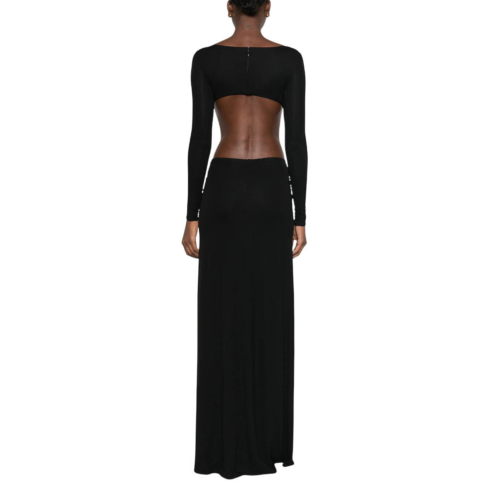 Black Boat Neck Maxi Dress 2