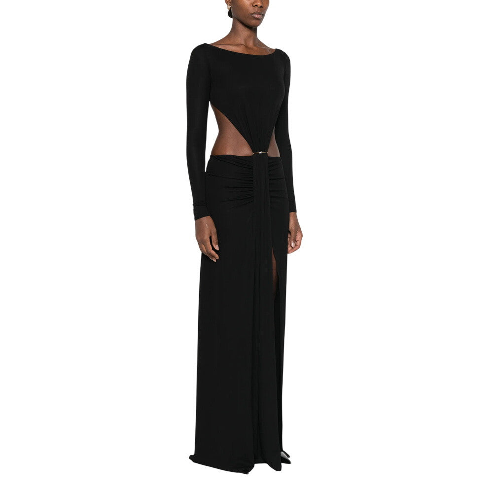 Black Boat Neck Maxi Dress 4