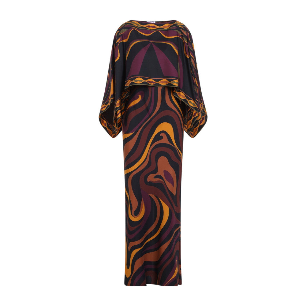 Multicolor Boat Neck Full Length Dress 3