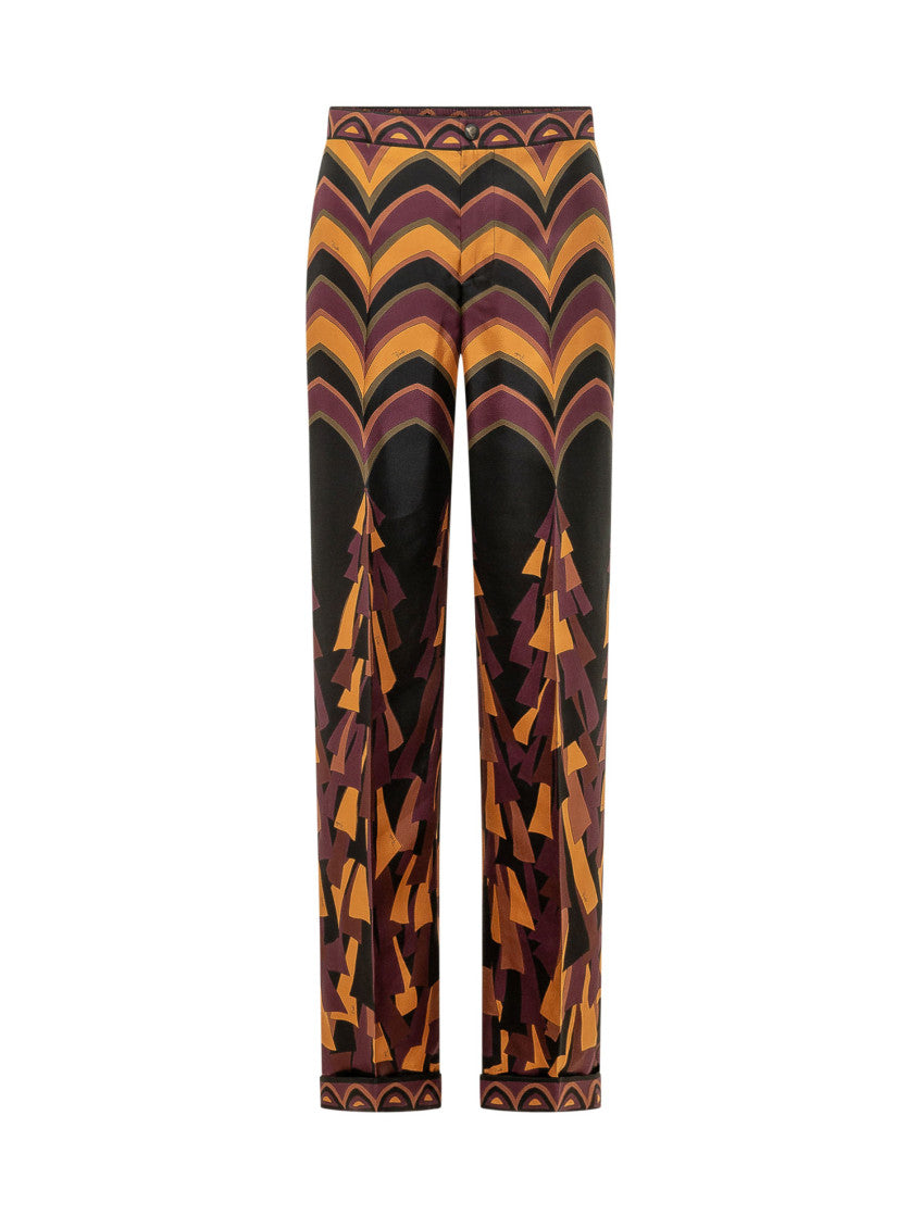 Multicolor Straight Flat Front Pants 1