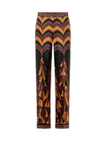 Multicolor Straight Flat Front Pants 1