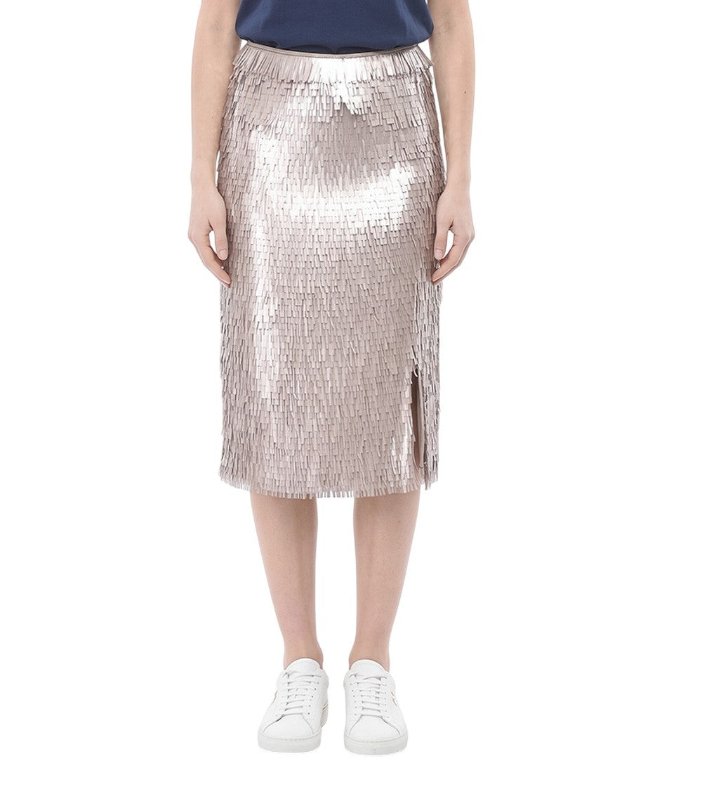 Pink Embellished Knee Length Skirt 1