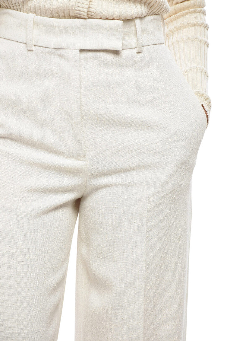 White Tailored Pleated Pants 3