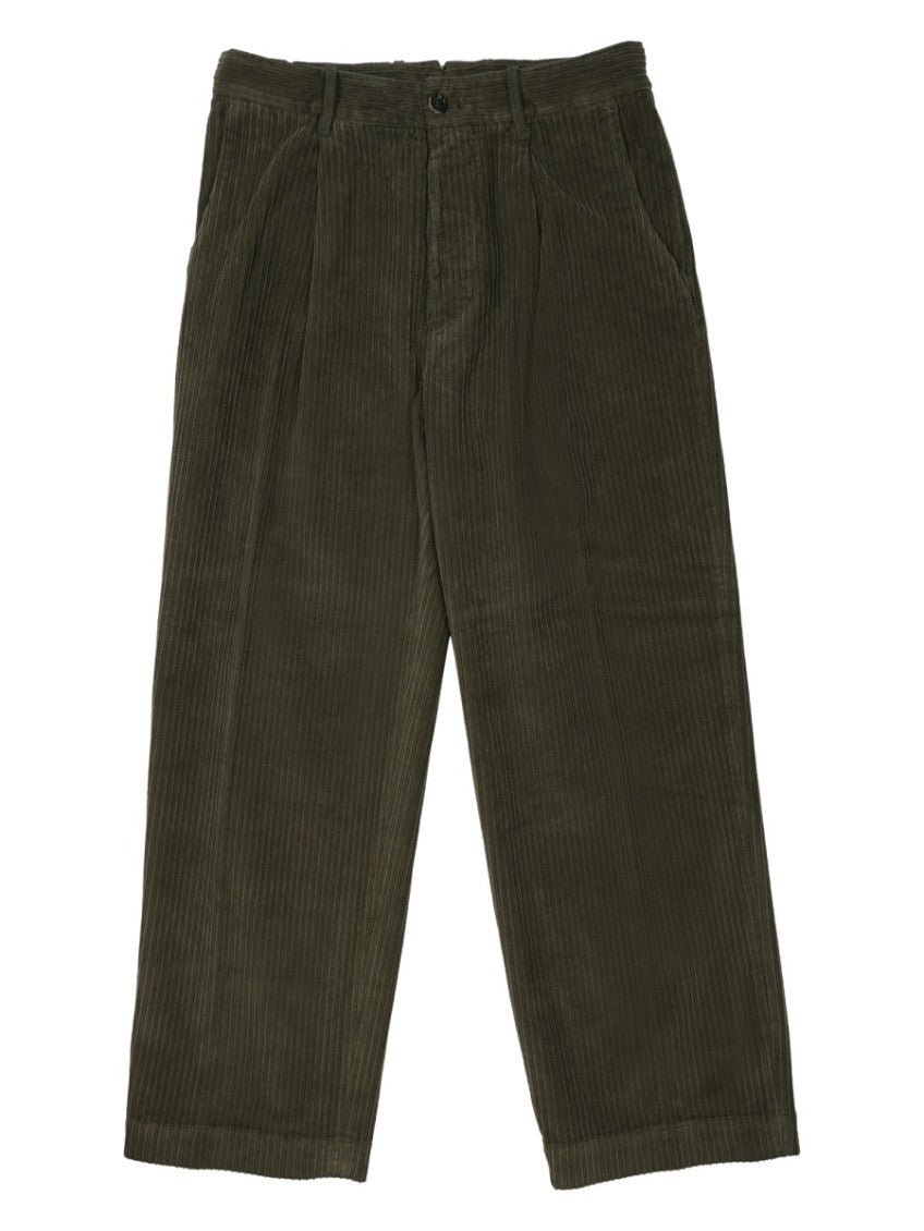 Olive Straight Corduroy Trousers 1