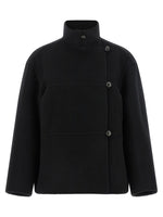 Black Mock Collar Trench Coat 1