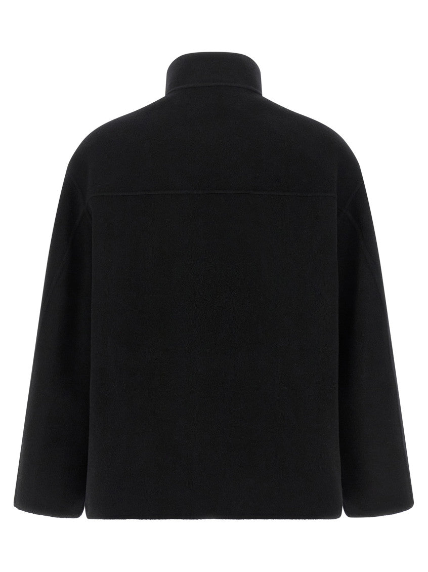Black Mock Collar Trench Coat 2