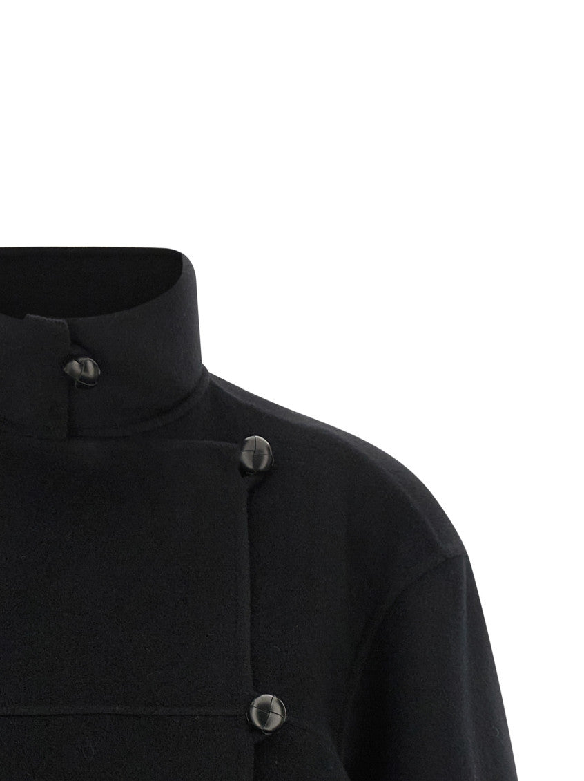 Black Mock Collar Trench Coat 3