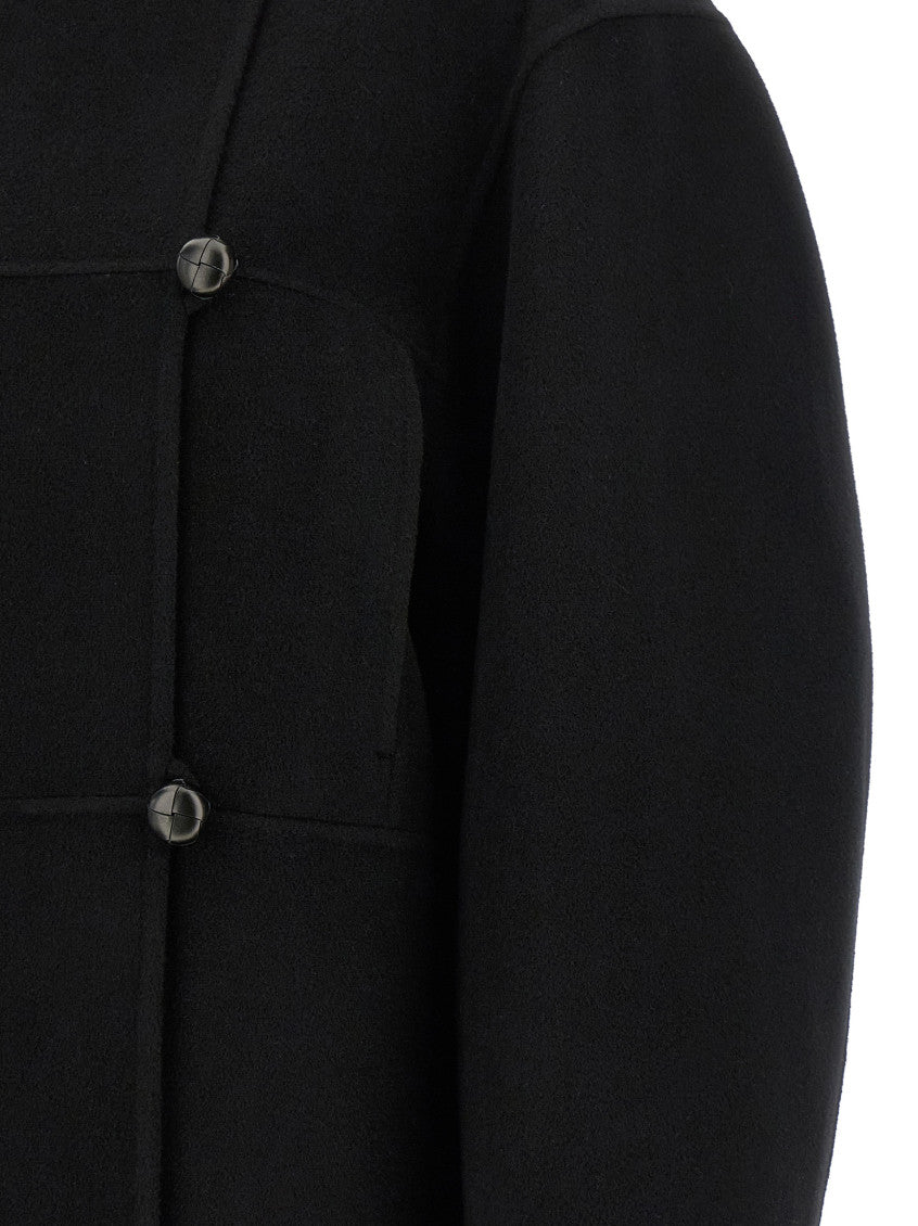 Black Mock Collar Trench Coat 4