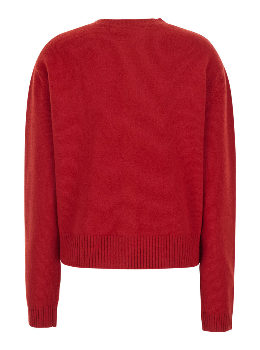 Red Knitted Crew Neck Sweater 2