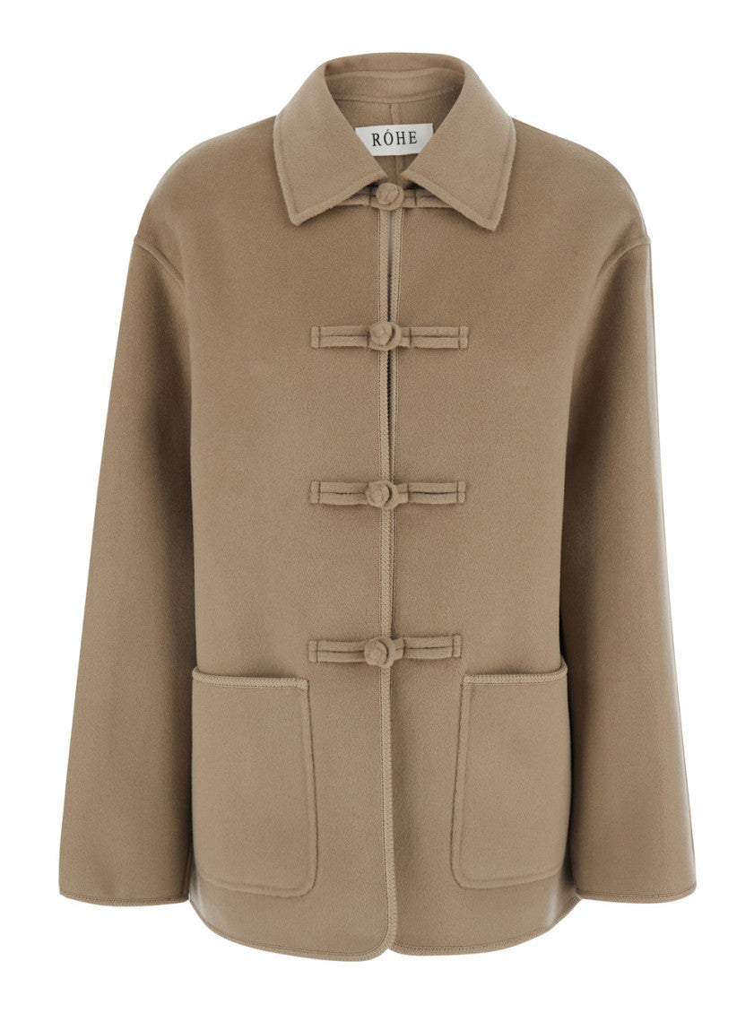 Beige Shirt Collar Trench Coat 1