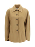Beige Solid Shirt Collar Jacket 1