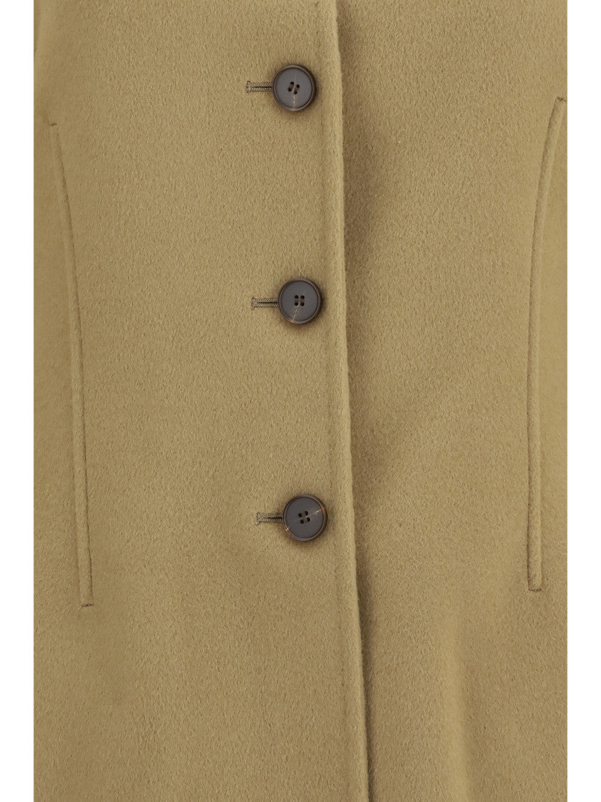 Beige Solid Shirt Collar Jacket 3