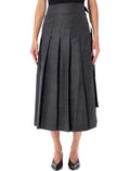 Grey Textured Calf Length Skirt 1