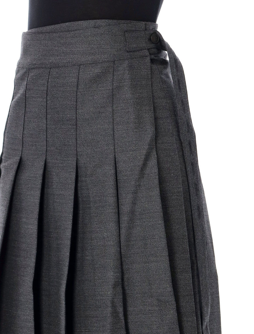 Grey Textured Calf Length Skirt 3