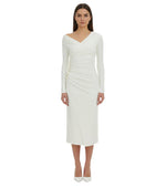 White V Neck Midi Dress 1