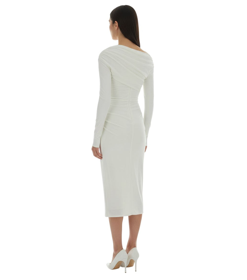White V Neck Midi Dress 2